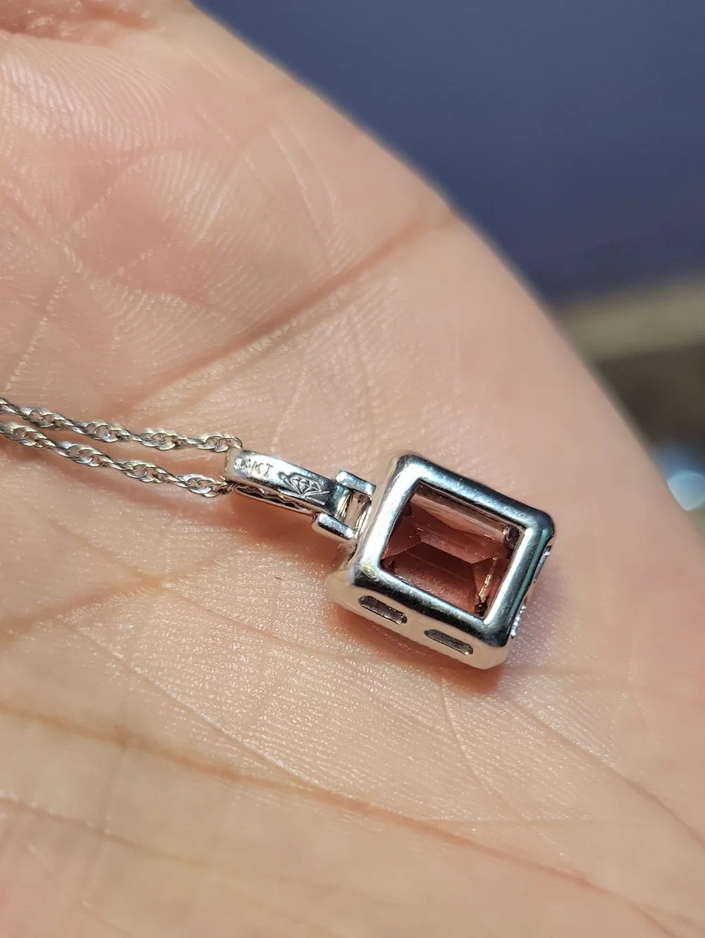 14k White Gold 4ct Pink Rubellite Diamond Halo Pendant Necklace